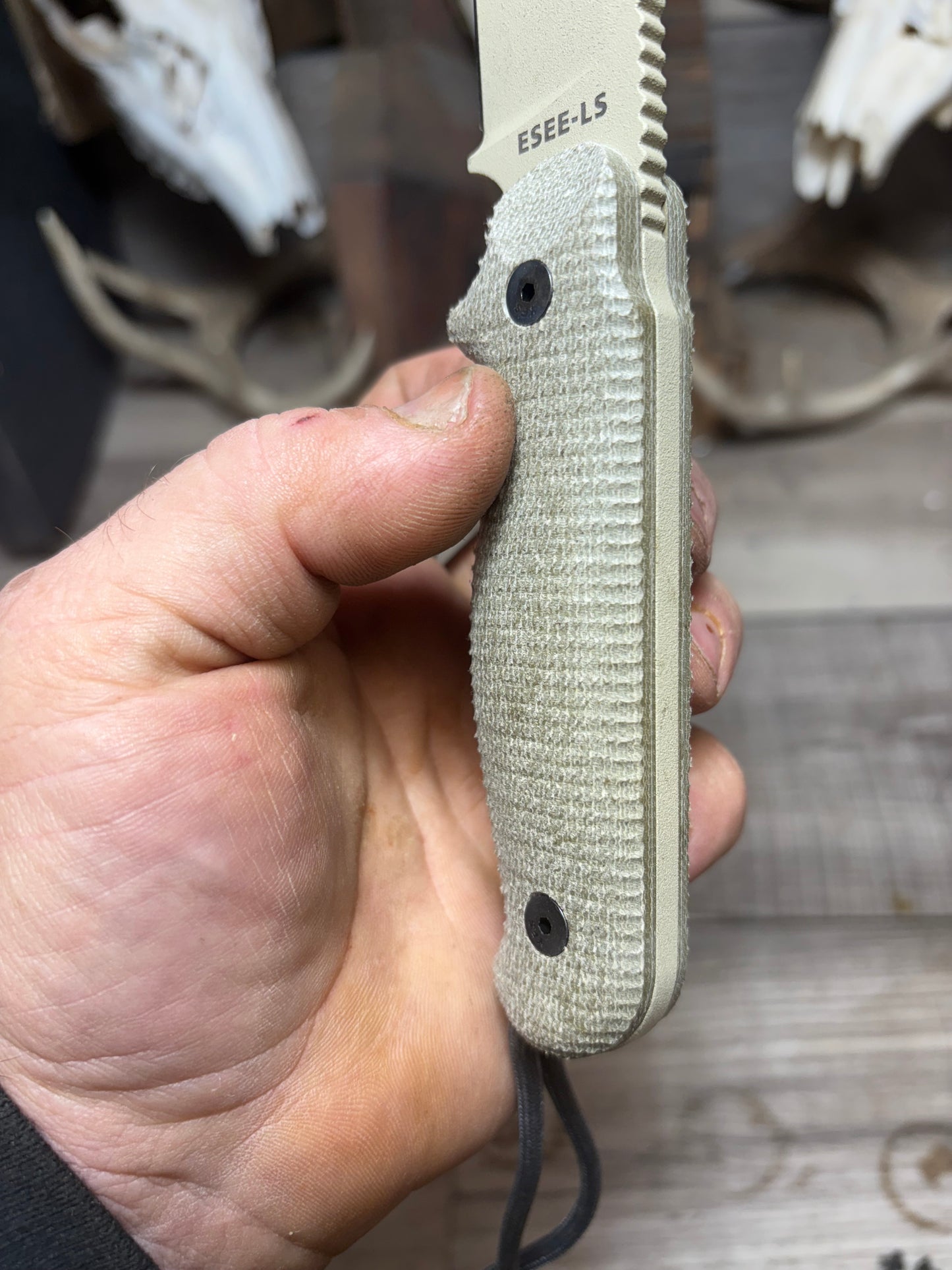 Esee Laser Strike Handles Hidden Lanyard hole