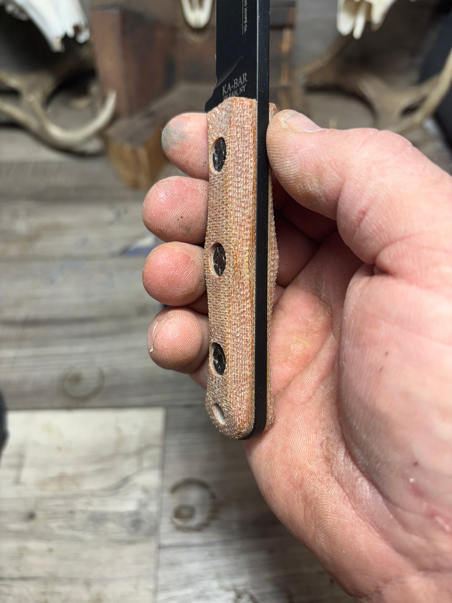 Ka-Bar: EK-50 Short Clip Point / EK-51 Commando Short Drop Point -Canvas Micarta