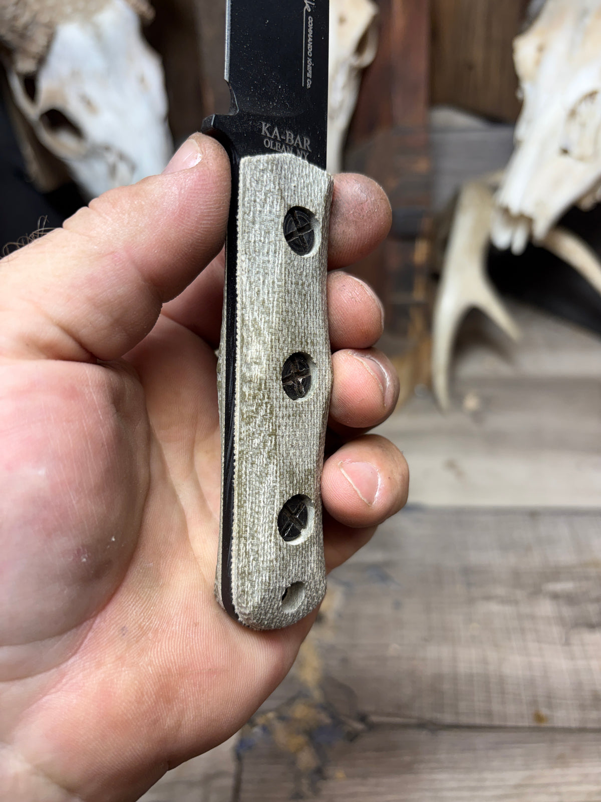 Ka-Bar: EK-50 Short Clip Point / EK-51 Commando Short Drop Point -Canvas Micarta