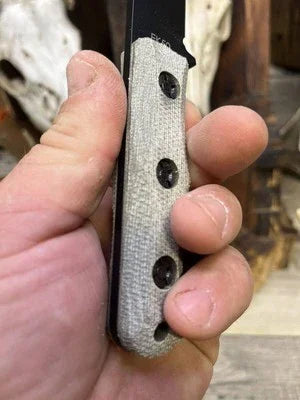 Ka-Bar: EK-50 Short Clip Point / EK-51 Commando Short Drop Point Canvas Micarta - Carroll’s Custom Knife Scales