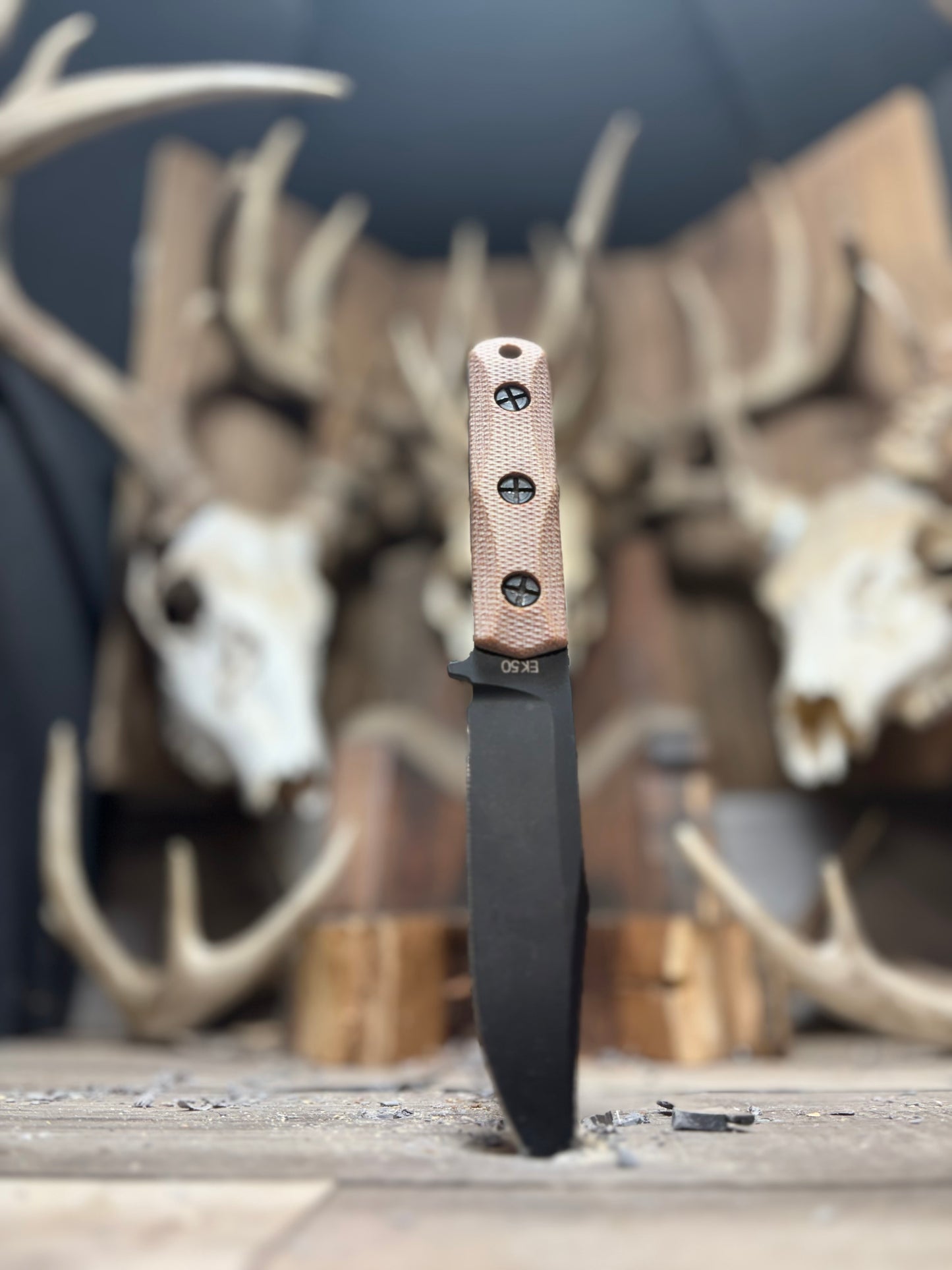 Ka-Bar: EK-50 Short Clip Point / EK-51 Commando Short Drop Point -Canvas Micarta