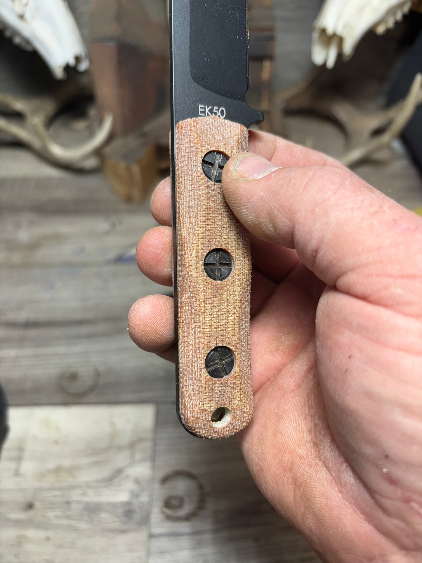 Ka-Bar: EK-50 Short Clip Point / EK-51 Commando Short Drop Point -Canvas Micarta