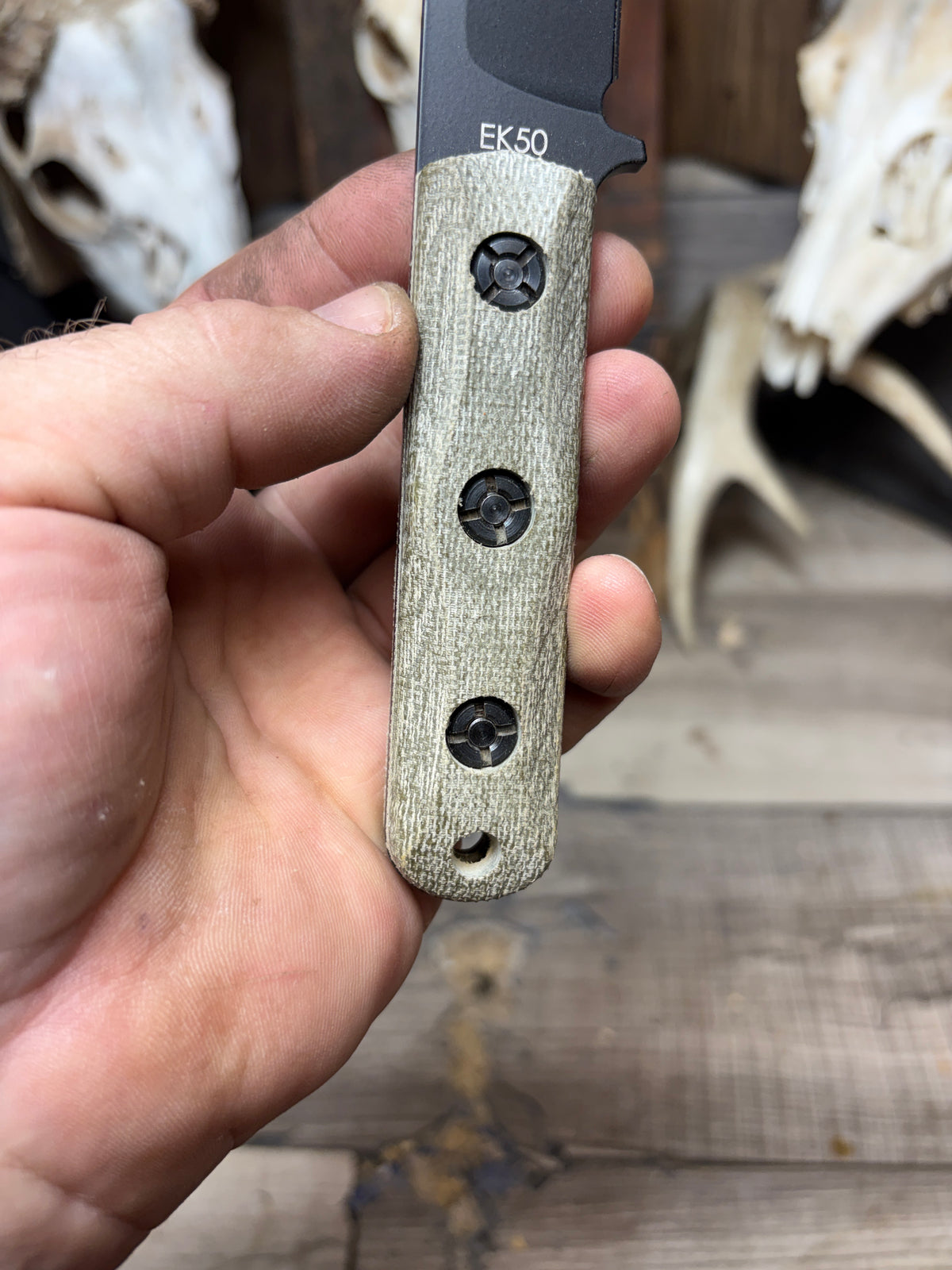 Ka-Bar: EK-50 Short Clip Point / EK-51 Commando Short Drop Point -Canvas Micarta