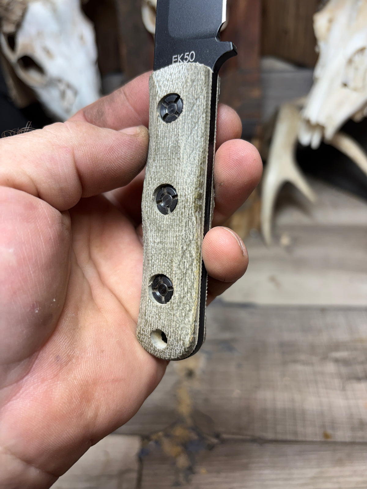 Ka-Bar: EK-50 Short Clip Point / EK-51 Commando Short Drop Point -Canvas Micarta