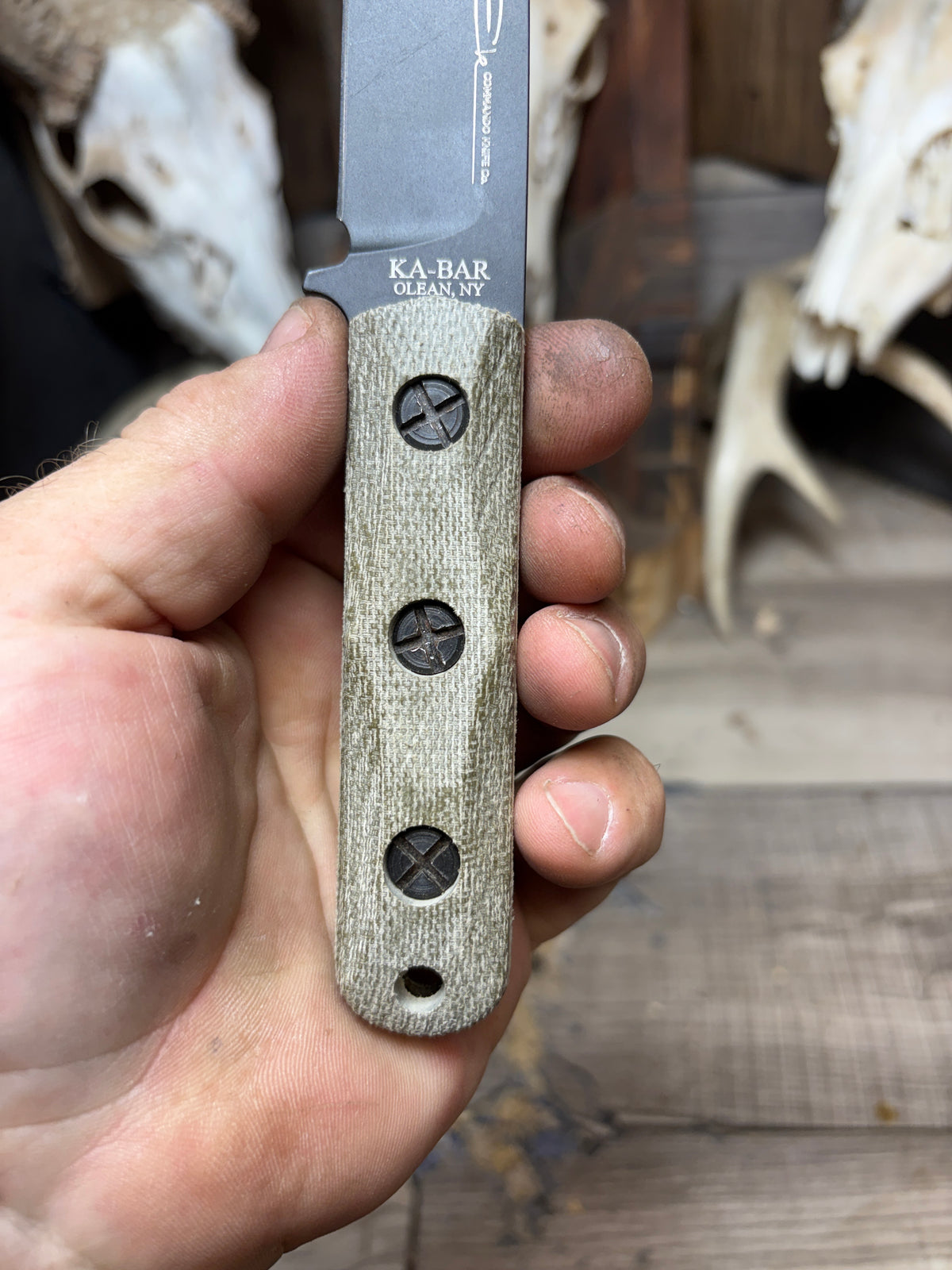 Ka-Bar: EK-50 Short Clip Point / EK-51 Commando Short Drop Point -Canvas Micarta