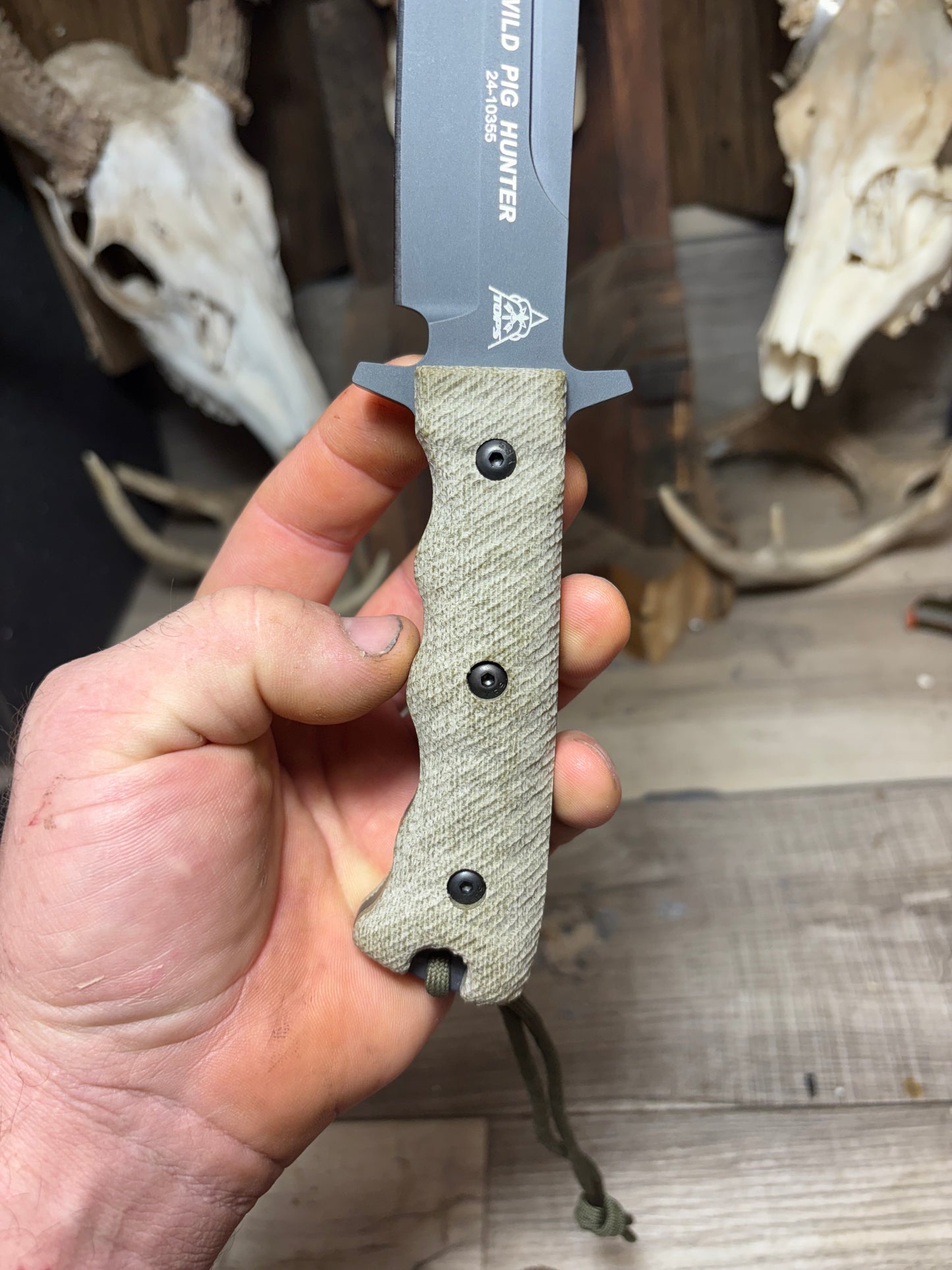 Tops Knives Wild Pig Hunter Canvas Micarta Handles