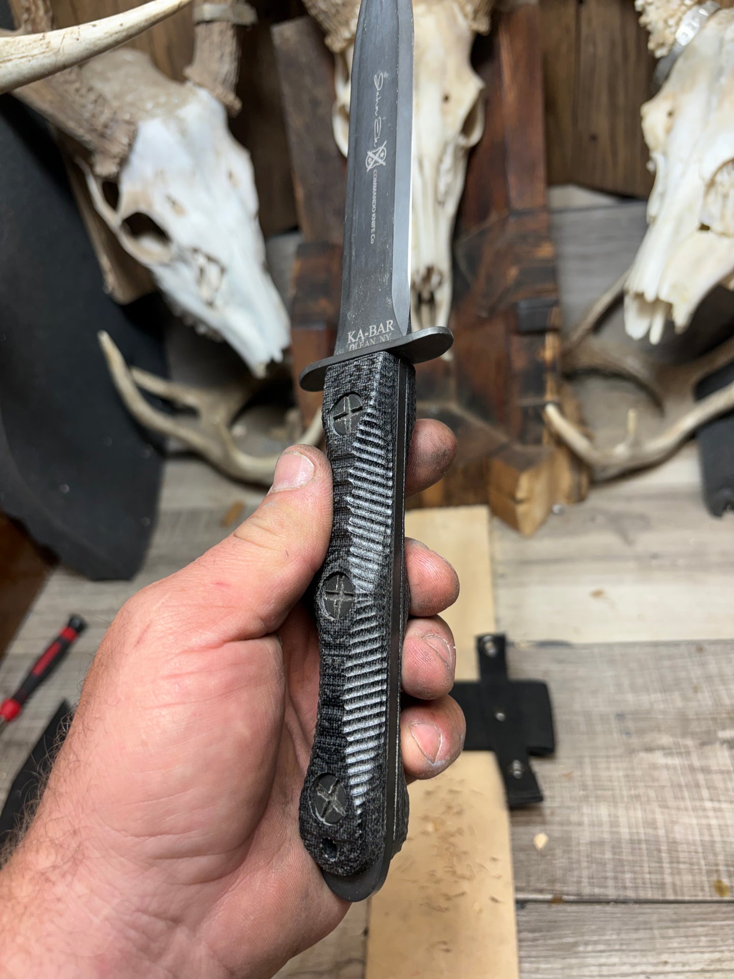 KA-BAR EK-44 EK Commando 4 & 5 Canvas Micarta Handles