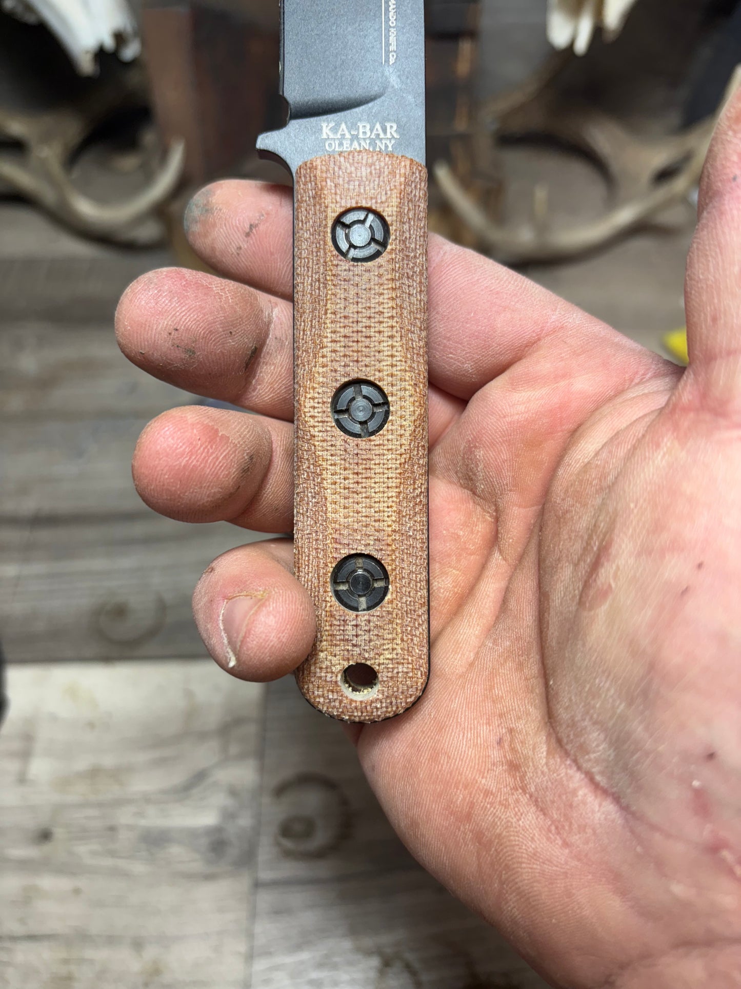 Ka-Bar: EK-50 Short Clip Point / EK-51 Commando Short Drop Point -Canvas Micarta