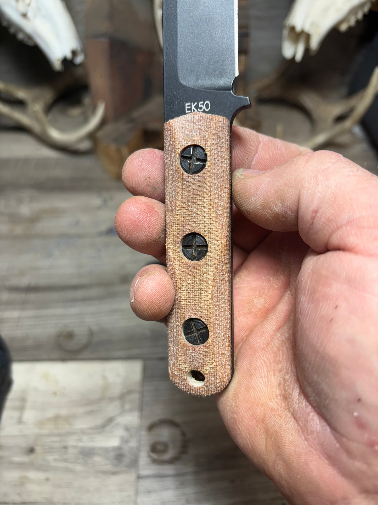 Ka-Bar: EK-50 Short Clip Point / EK-51 Commando Short Drop Point -Canvas Micarta