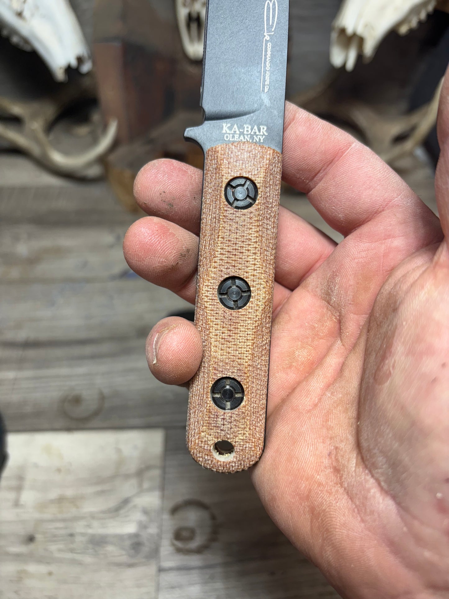 Ka-Bar: EK-50 Short Clip Point / EK-51 Commando Short Drop Point -Canvas Micarta