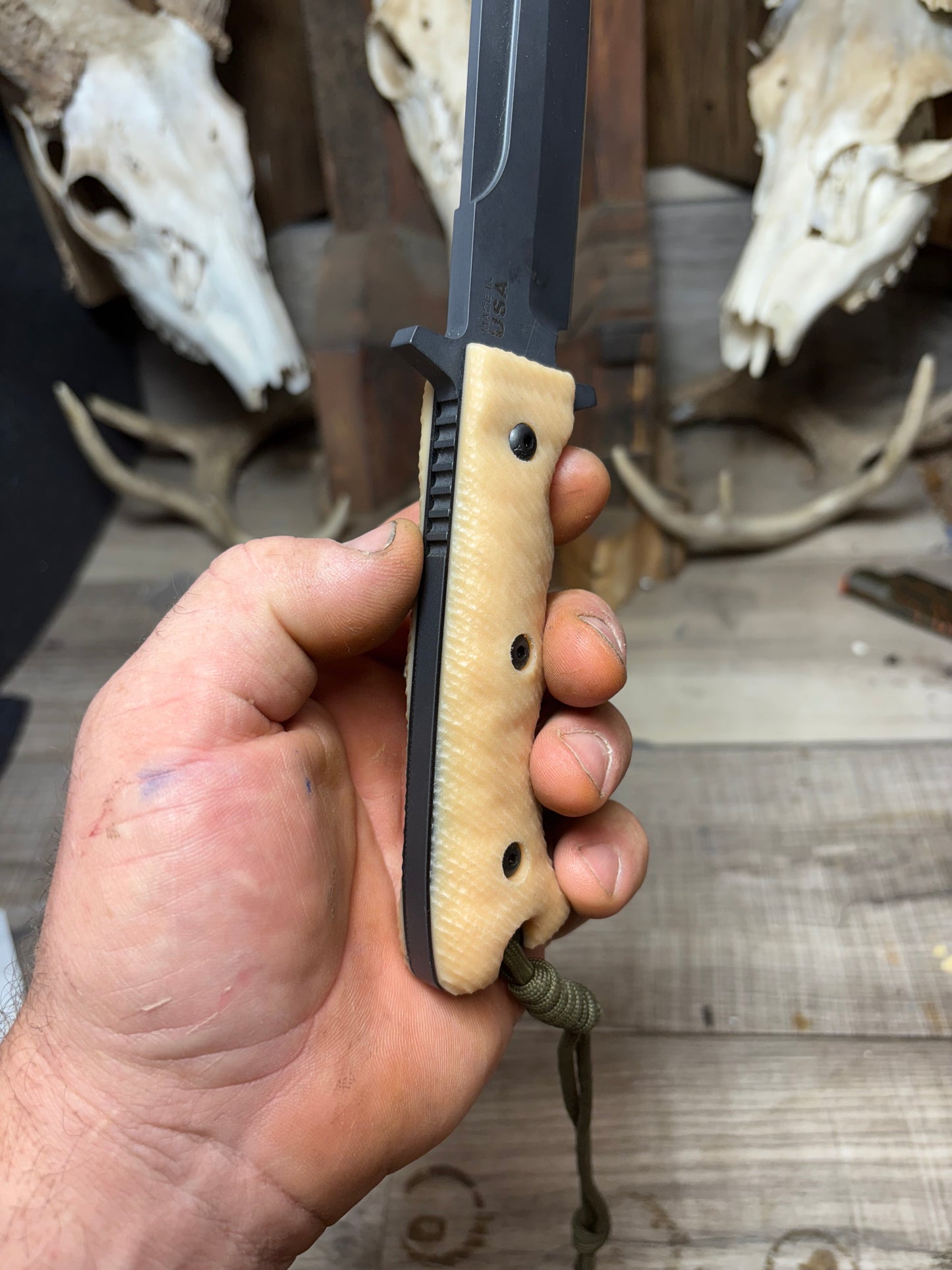 Tops Knives Wild Pig Hunter Canvas Micarta Handles