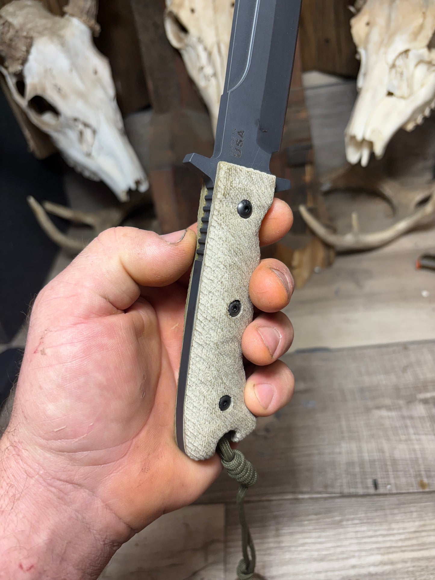 Tops Knives Wild Pig Hunter Canvas Micarta Handles