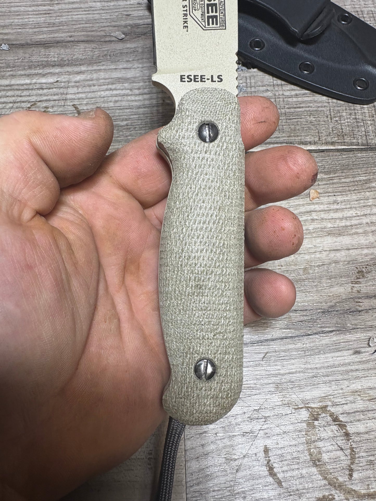 Esee Laser Strike Handles Hidden Lanyard hole