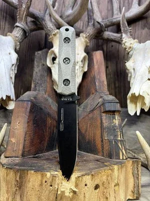 Ka-Bar: EK-50 Short Clip Point / EK-51 Commando Short Drop Point Canvas Micarta - Carroll’s Custom Knife Scales